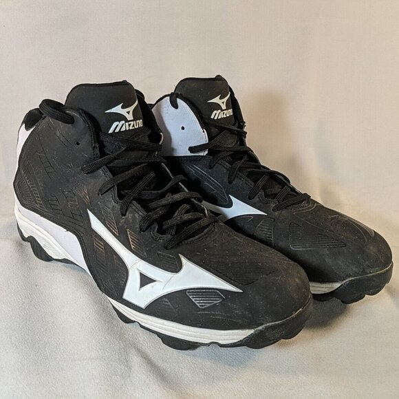 Mizuno 9 Spike Adv. Franchise 8 Mid CIC 1016 Mens US 11.5 Cleats Black White - Picture 1 of 12